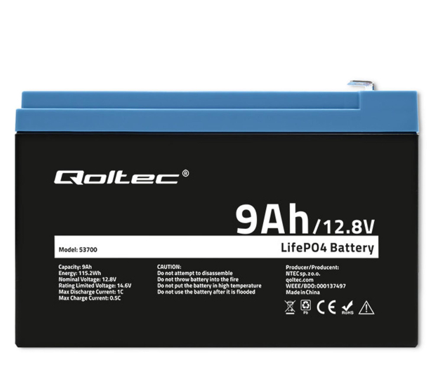 Qoltec Akumulator LiFePO4 12.8V/9A/115,2Wh - 1324551 - zdjęcie 2